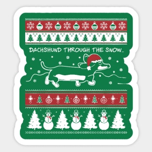 Christmas Xmas Dachshund Through The Snow Sticker